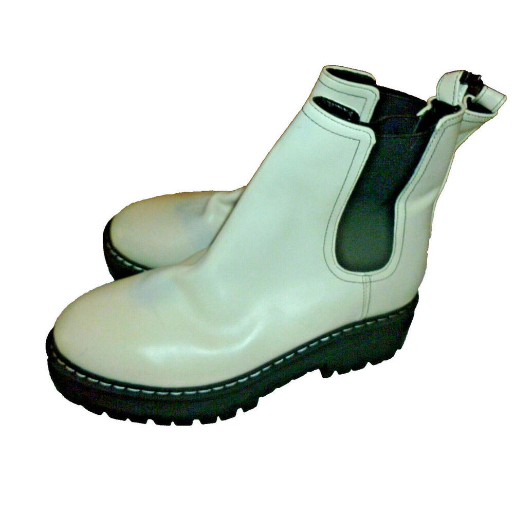 NEW Marc Fisher Padmia Cream Leather Chelsea Boots Lug Sole Platform $199 sz 8M
